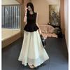 Women's French High-Waisted Beaded Skirt Suit for Spring/Summer