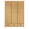 3 Door Wardrobe Hill 127 x 50 x 170 cm Solid Pine Wood