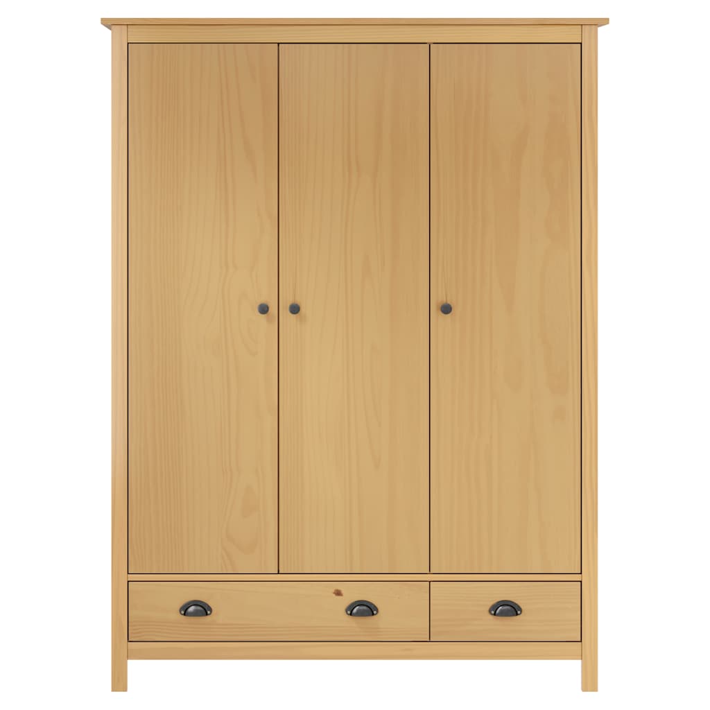 3 Door Wardrobe Hill 127 x 50 x 170 cm Solid Pine Wood