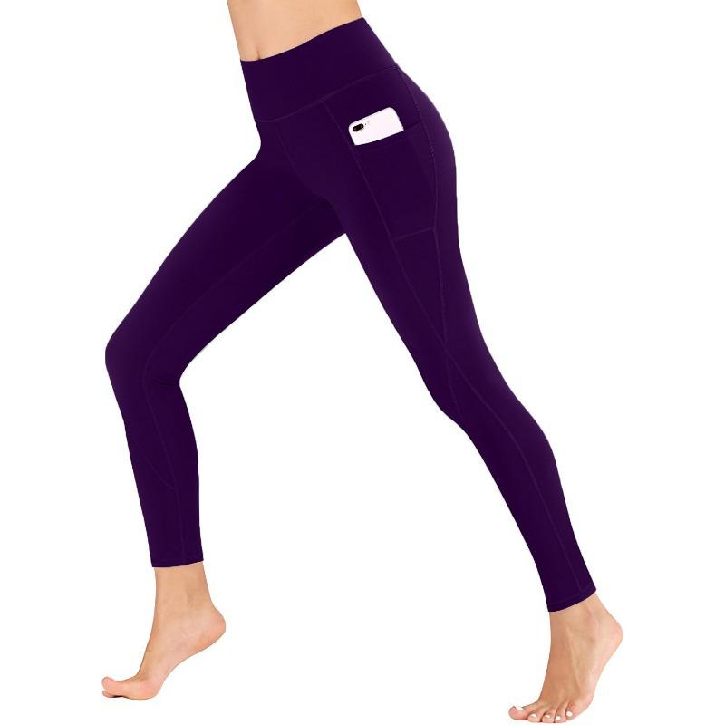 Women High Waist Tummy Control Slim Fit Side Pocket Yoga Pants