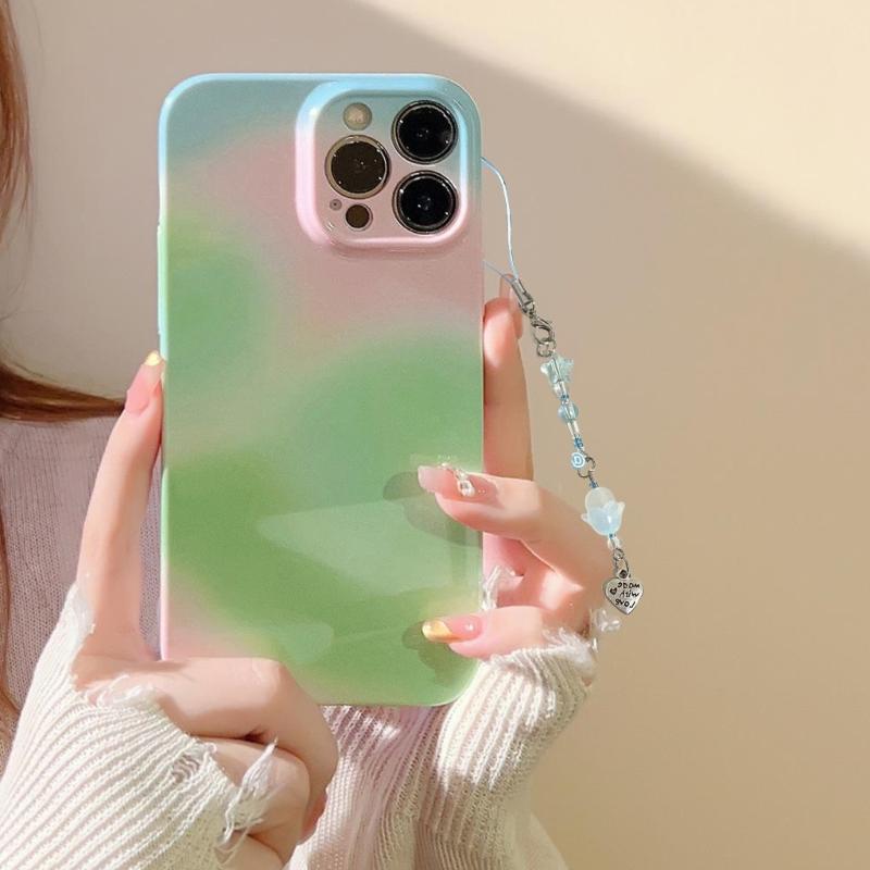 Handcrafted Phone Charm Acrylic Beaded Keychain Colorful Star Heart Keyring Cute Acrylic Ornaments for Mobiles Bag