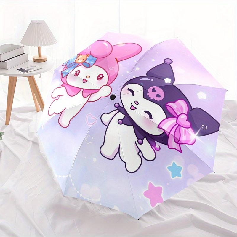 My Melody, Kuromi Automatic Opening and Closing Parasol Compact Travel Umbrella with 8 Ribs for Women and Men Ideal Birthday/Christmas Gift,