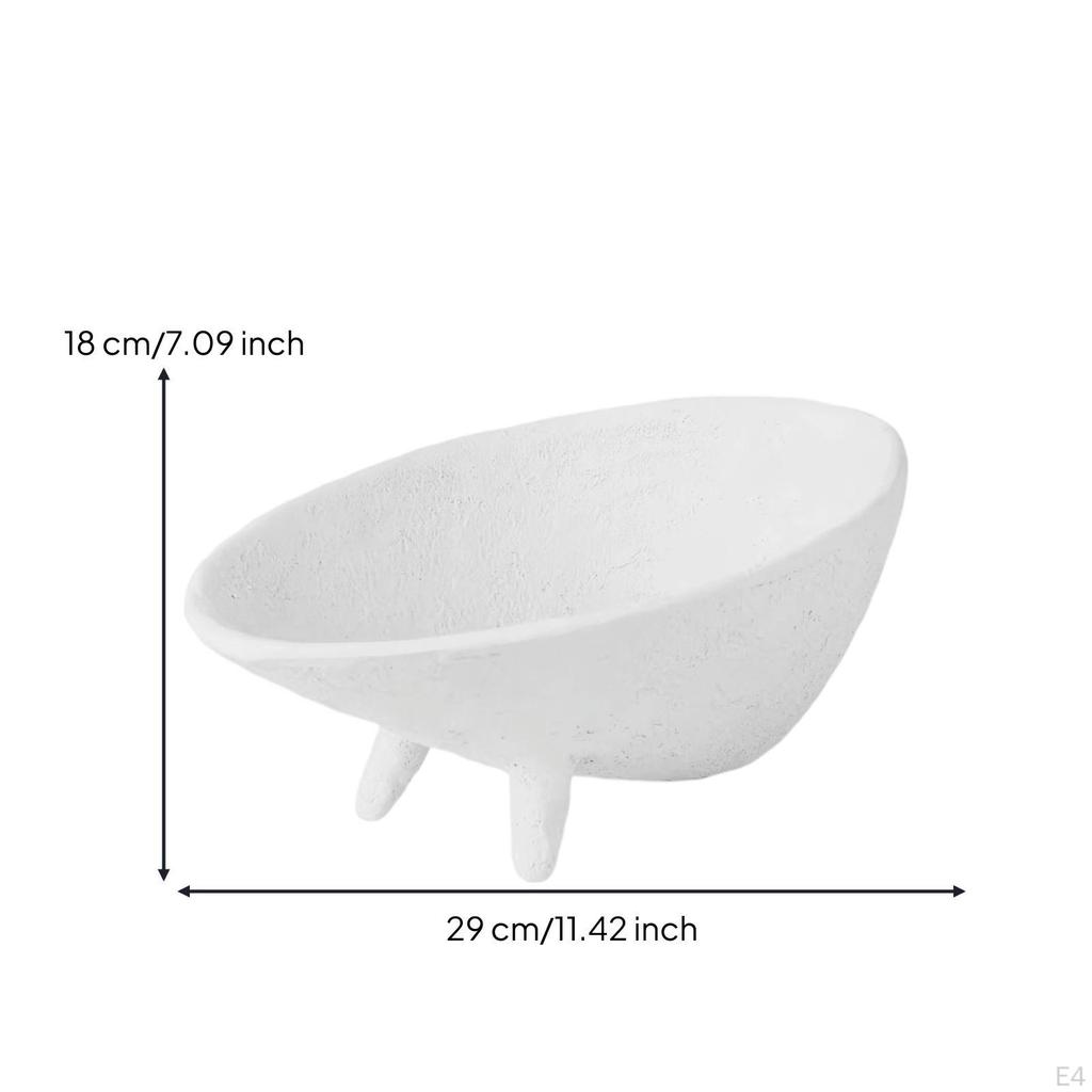 Resin Fruit Bowl Stone-Like Oval Textured for Coffee Table, TV
