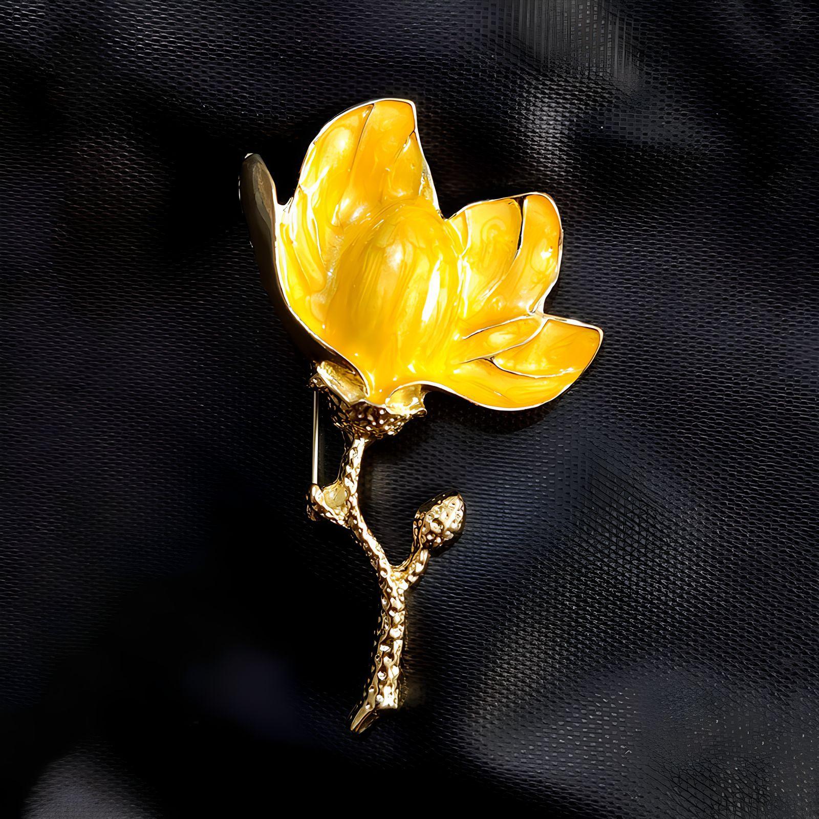 

Ретро элегантная брошь в виде цветка магнолии, женская, преувеличенная, в стиле суда, модная брошь, аксессуары для одежды