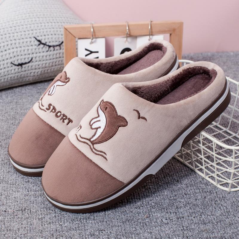 

New products women s autumn and winter warm cotton slippers home soft bottom comfortable thickened male couple cute floor cotton mop 280 is suitable for sizes 40-42 коричневий