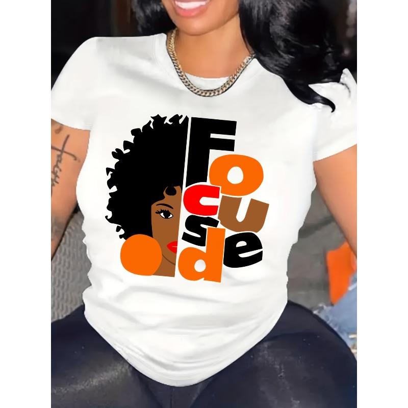 European Size Short Sleeve Letter Print Round Neck Oversized T-Shirt