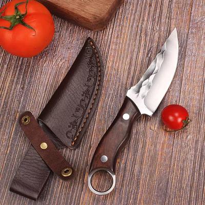 Stainless Steel Boning Knife Meat Cleaver Kitchen Knife Handmade Forged Chef's Knife for Household Wooden Handle Butcher Knife