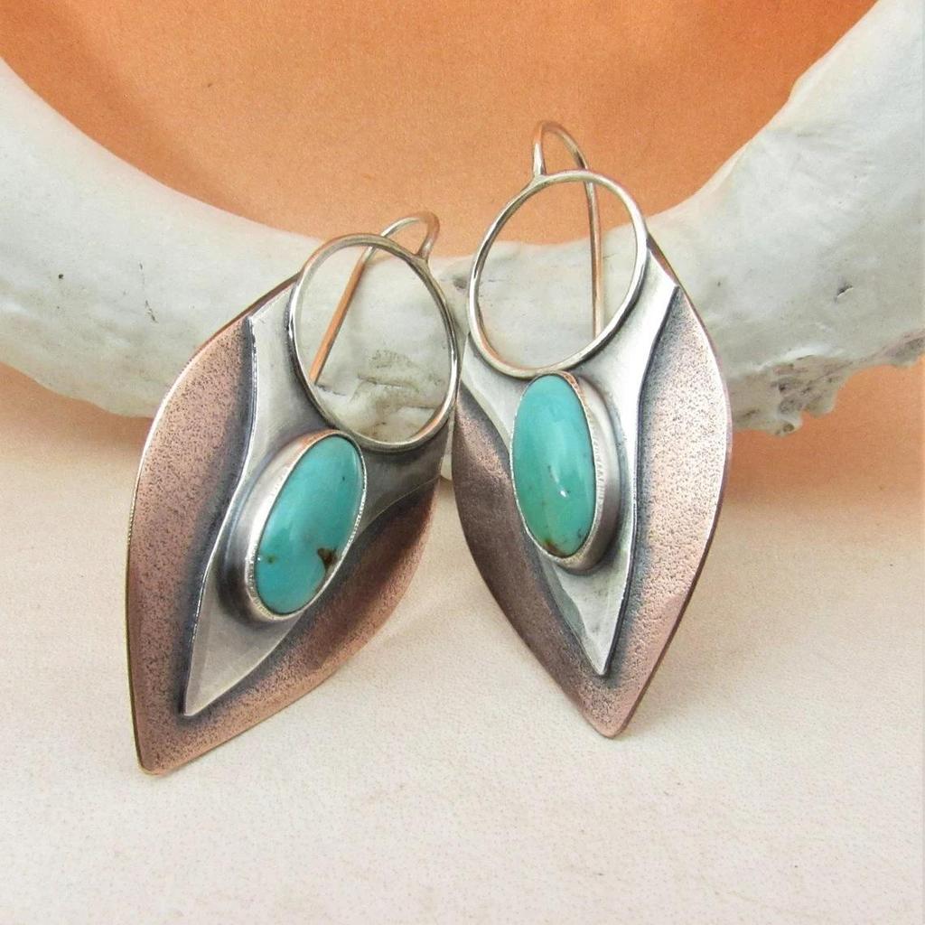 Boheme Orecchini Vintage A Goccia Per Donna - Turchesi Finti Con Strass - Stile Boho E Tradizionale - Regalo