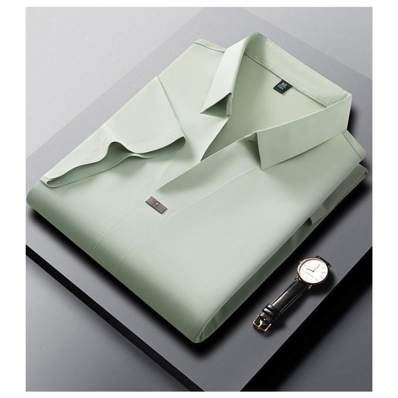 New Men s Casual and Fashionable Solid Color Short Sleeved Business Polo Shirt Comfortable Summer T-shirt S