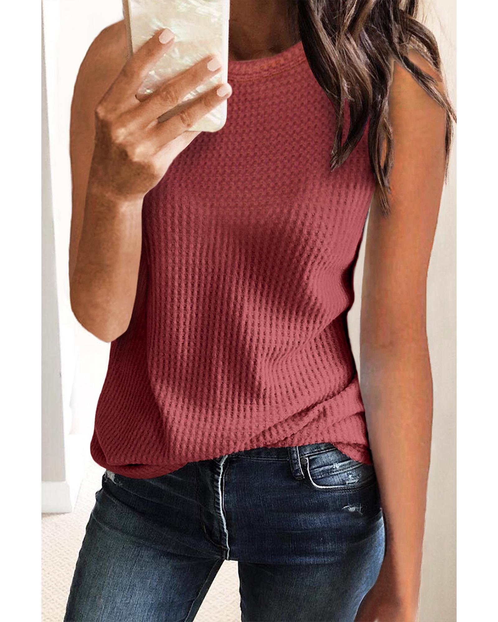 

Azura Exchange Waffle Tank Top M червоний