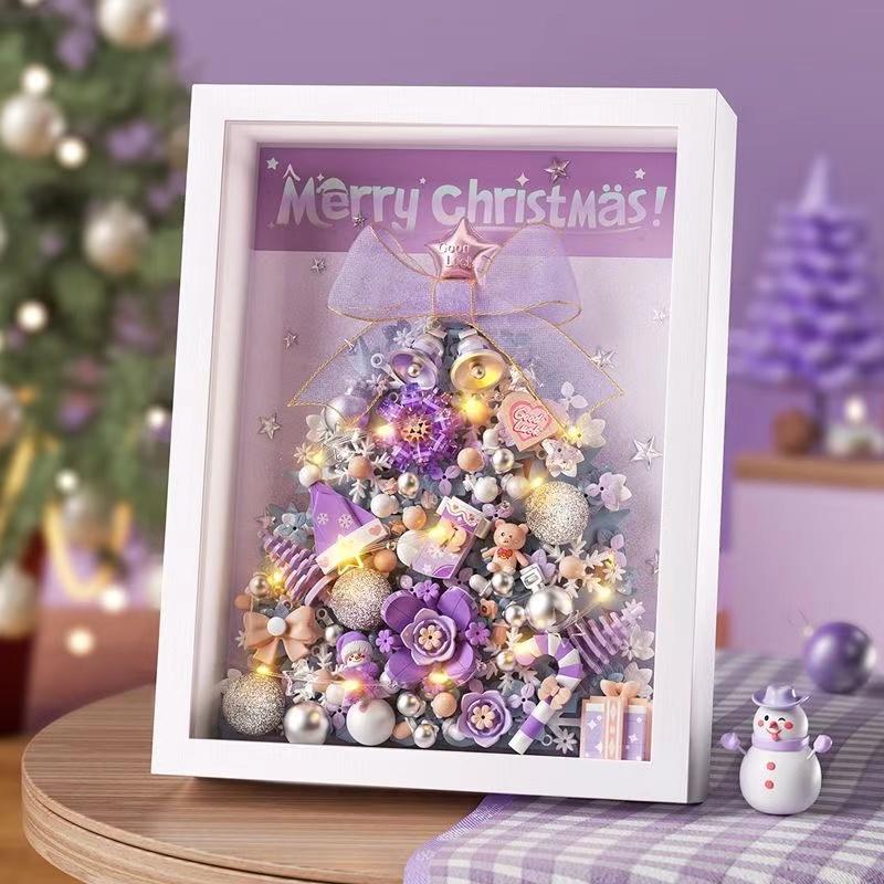 Non-Toxic Merry Christmas Building Blocks Moc Fantasy Picture Frame Ornaments Home Decorations Kids Toys Gifts For Children