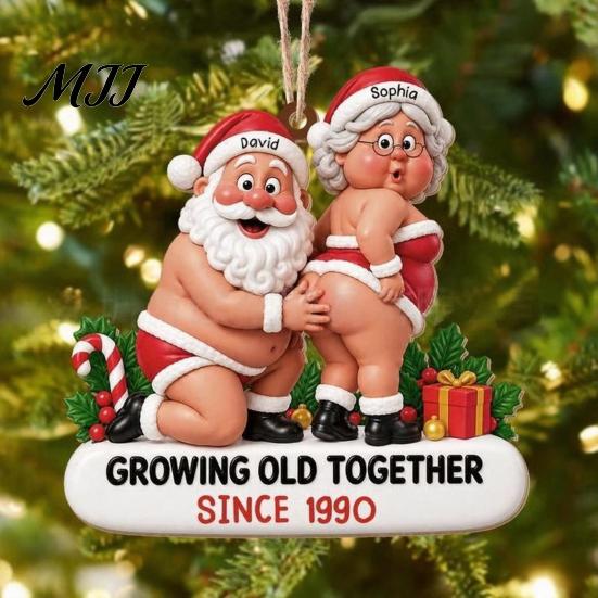 Hanging Wood Craft Decorations Wooden Christmas Tree Ornaments, Funny Santa Claus Pendant with Decorative Holiday Party Favors Rope for Home Decor and