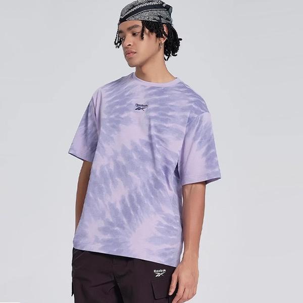 Reebok Retro Color Block Printed Sports Casual Crew Neck Short Sleeve T-Shirt Unisex Tops Purple 24SRM405UGP3