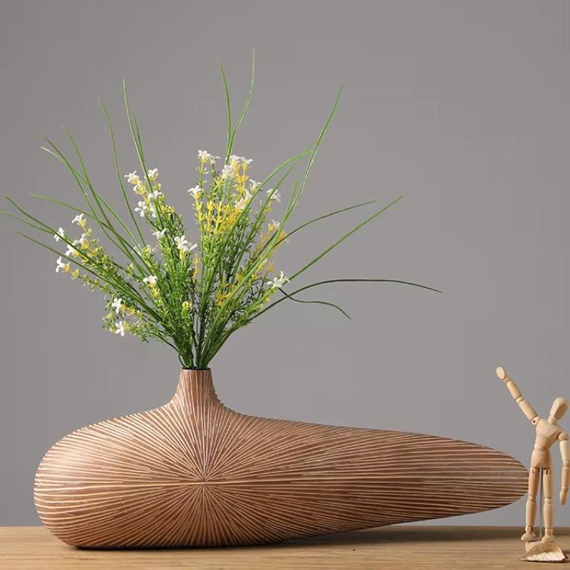 High-End Wabi-Sabi Floral Table Vase Ceramic Flower Bottle Minimalist Living Room Entryway Decor Accents