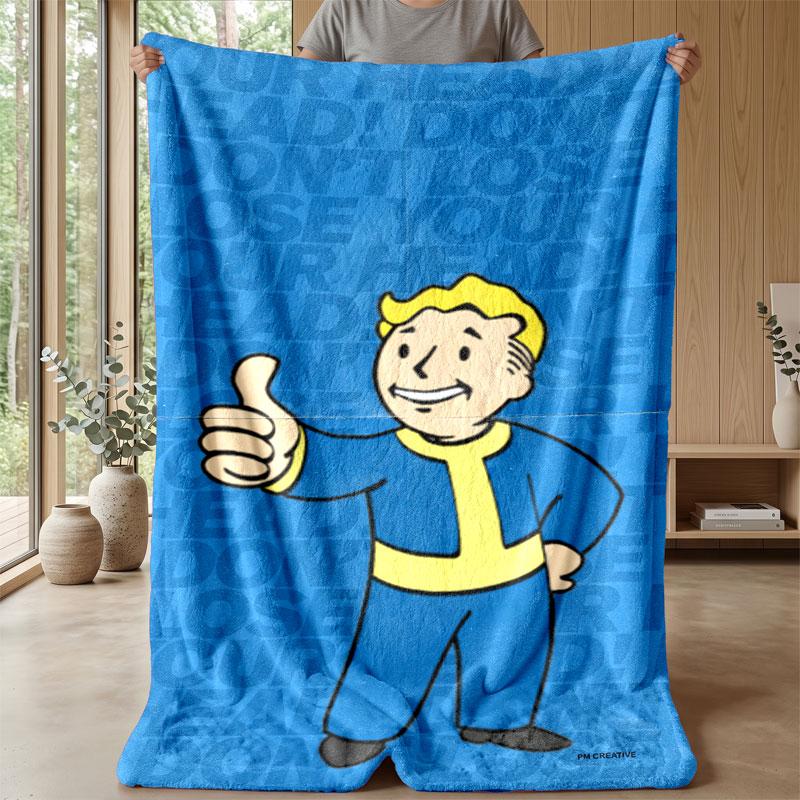 Soft Flannel Blanket Lightweight Cozy Bedroom Living Room CoverFallout Vault Boy