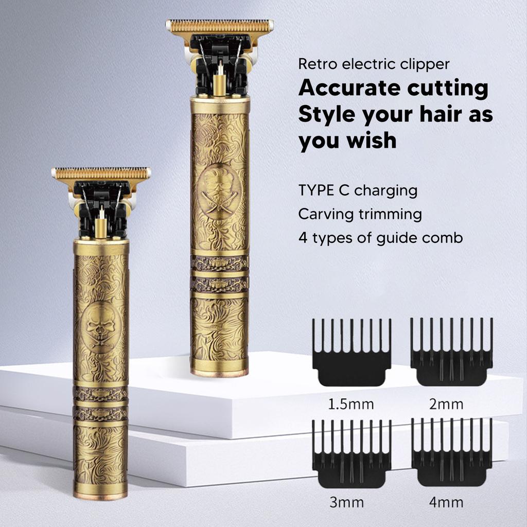 Hair Clipper Vintage Golden Engraved Professional Electric Hair Trimmer for Barber Salon