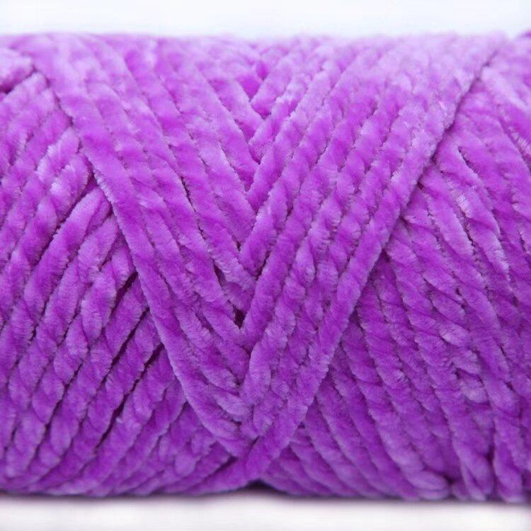 3 Strands Glossy Velvet Hand-Woven Thread Woven Scarf Doll Blanket Chenille Thread Segment Dye 100G Ball