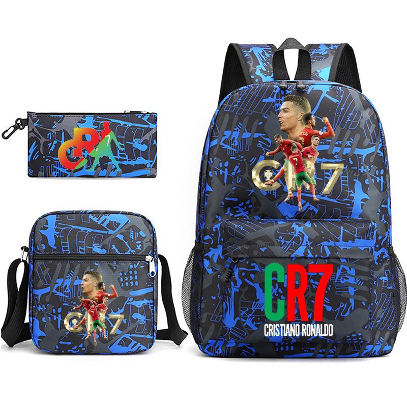 Mochila escolar de gran capacidad con correa para el hombro; set de tres piezas para estuche de lápices de estudiante