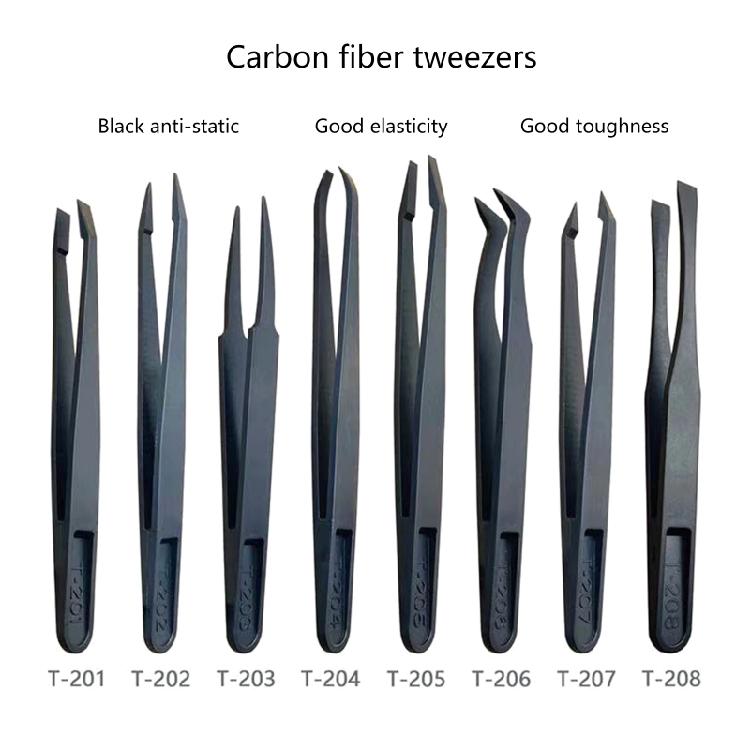 Electronics DIY Repair Tool Precision Tweezers Set Carbon Fiber for Craft