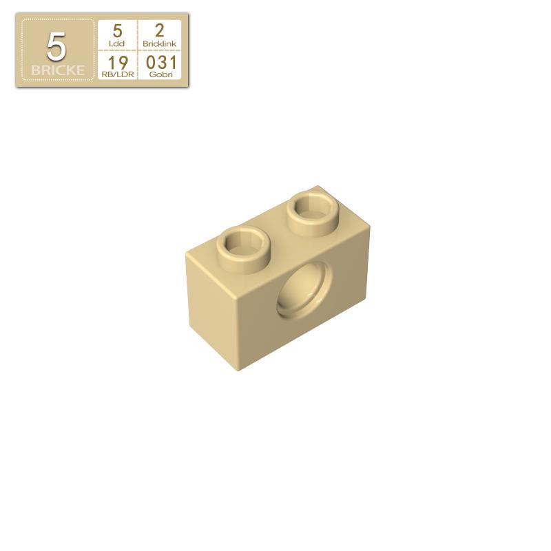 BRICKE 1x2 Brick with Hole - Compatible with Lego, MOC Loose Parts, Small Particle Building Blocks