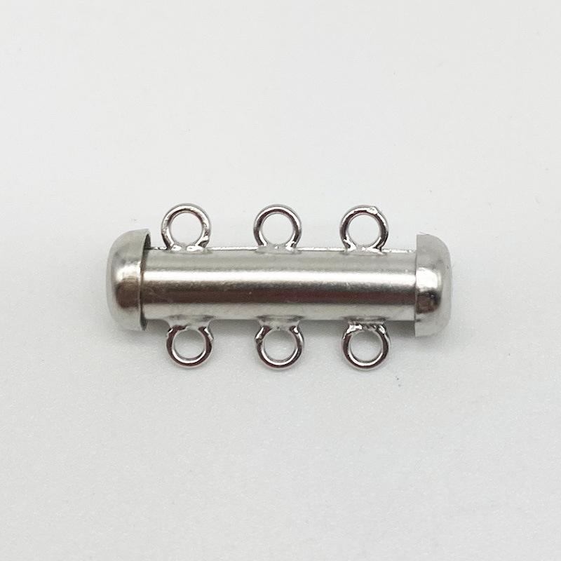 Yansheng S925 Sterling Silver Multi-Ring Buckle Double Row Tube Interlocking Connector Clasp for DIY Bracelets and Necklaces. 925 silver