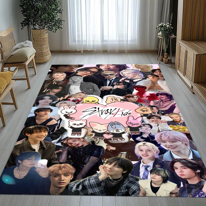 HD Stray Kids Kpop Star Living Room Non-Slip Area Rug Soft Carpet for Bedroom Kids Playroom Sofa,Home Decor Doormat Gift 40x60cm