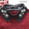 Fashion Cotton Lace Fake Crystal Beads Lace Leaves Detachable Collar Elegant White Color Fake Collar Ladies Blouse
