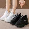 Fashion Black Leather Sneakers Platform Thick Sole Chunky Elevator Shoes Women Winter Autumn Fashion Outdoors Height Increasing Shoes
