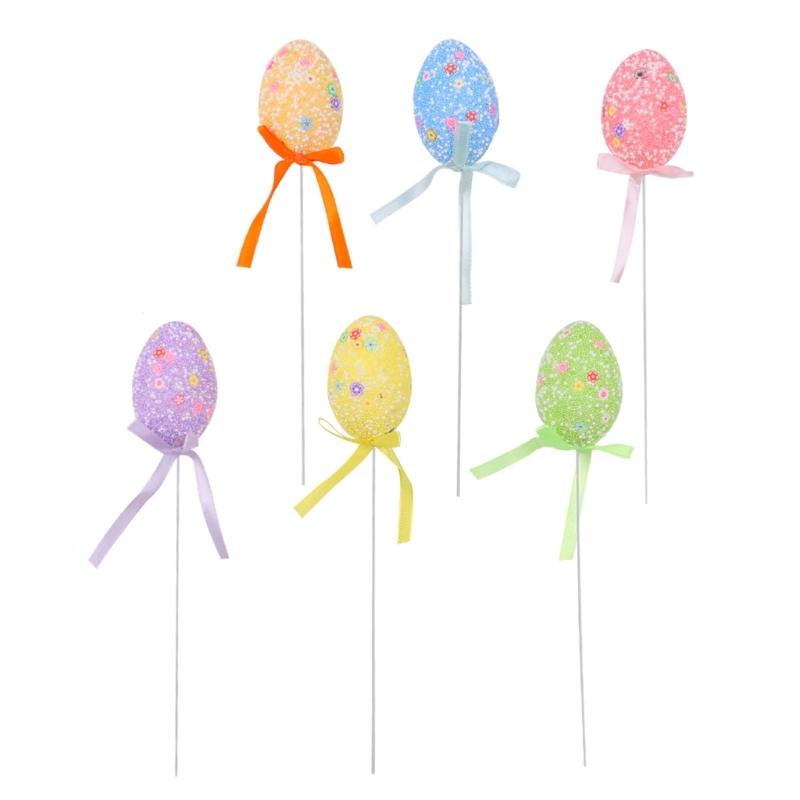 

6Pcs Colorful Decorative Eggs Ornament Small Colored Foam Eggs Basket Fillers For Home Decoration and Party Centerpieces