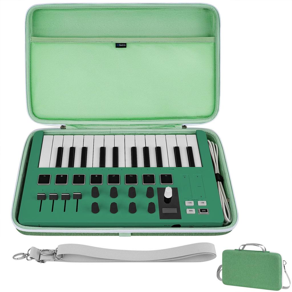 Geekria USB MIDI Keyboard Controller Hand Case Compatible with Arturia MiniLab 3 MiniLab MkII 25 Hardshell Travel Carrying Bag with Shoulder Strap /