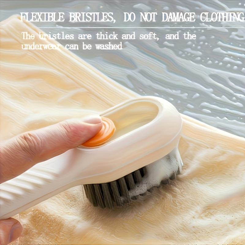 Multi-Function Shoe Brush with Built-In Liquid Dispenser - Soft Bristle, Long Handle, Press-Type Cleaning Tool for Effortless Home Shoe Care