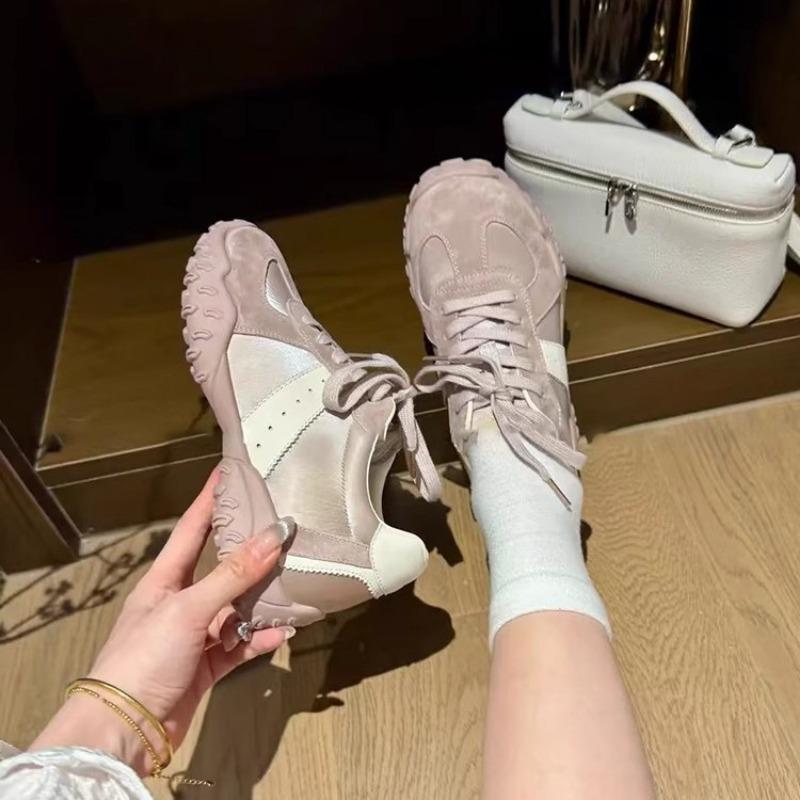 Leather Version~ Small Inner Height Increase Women's Versatile Lace-up Leisure Sports Platform Dad Shoes