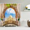 3D Waterproof Fabric Polyester Shower Curtains landscape Outside the Window Bathroom Curtains With Hooks Bathtub Decor Screen