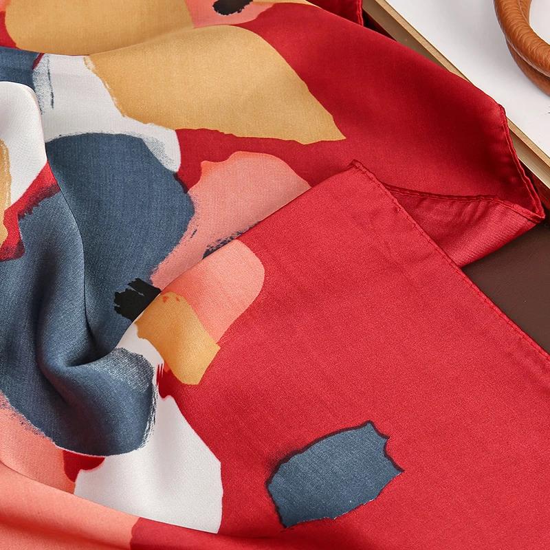 Luxury Silk Feeling Square Scarf Women 2025 Print Satin Neckerchief Spring Hair Band Foulard Bandana Echarpe Tie Shawl Wraps