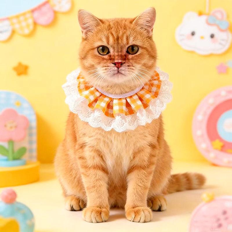 Fresh lace pet saliva towel princess style cat bib doll small dog dog decoration bib supplies