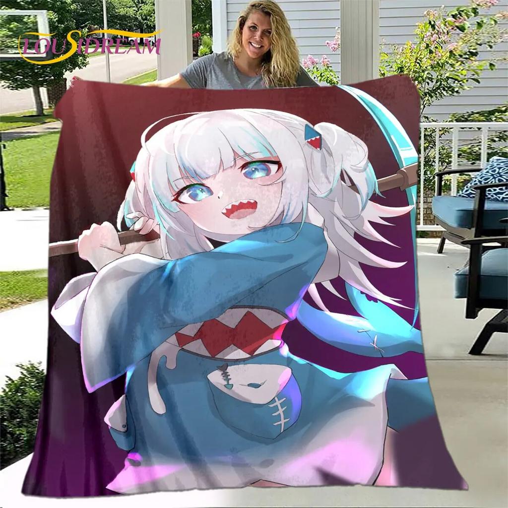 Gawr Gura Hololive Cute Anime Soft Plush Blanket,Flannel Blanket Throw Blanket for Living Room Bedroom Bed Sofa Picnic Cover Kid