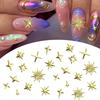 6/12Grids Metal Bow Nail Art Charm Gold Silver 3D Star/Cross Nail Rivet Starlight Nail Decoration Parts Diy Manicure Accessories