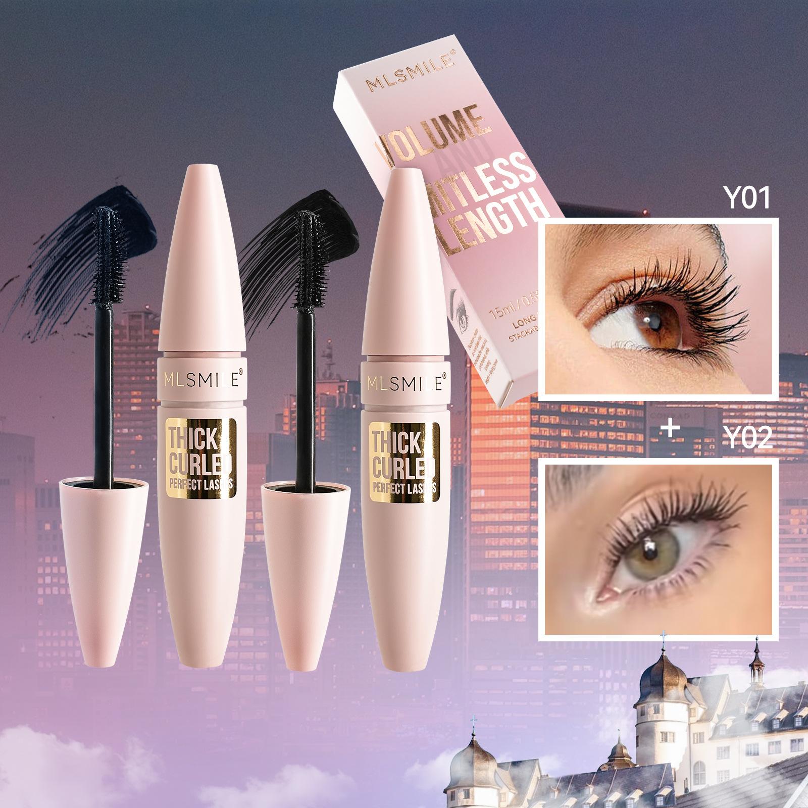 MLSMILE Curling Mascara Set, Waterproof and Smudge Proof, 2 Pieces, Colorful Lash Primer, Volumizing Lengthening, Long Lasting Set a