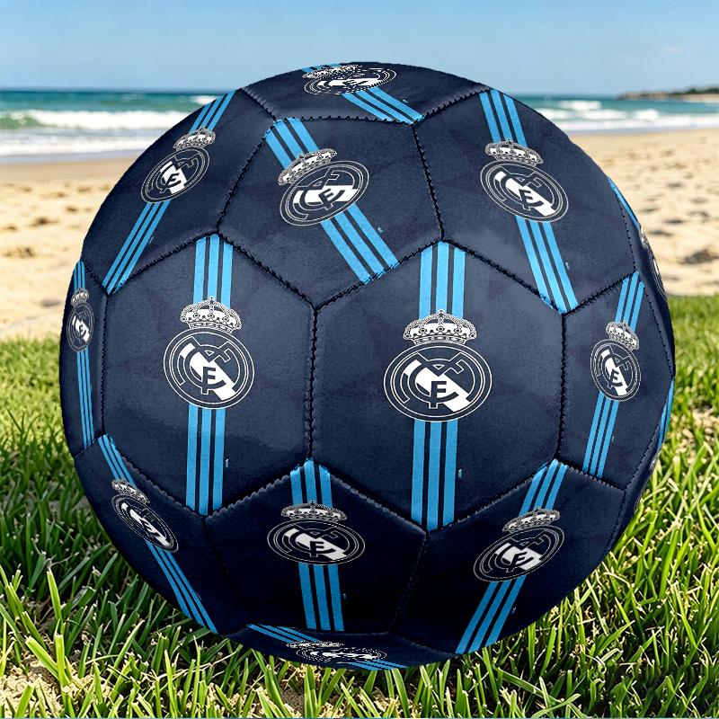 Real Madrid Print Size 5 Soccer Ball, PU Wear Resistant Football for Match Training and Daily Practice, Birthday Gift for Soccer Fans