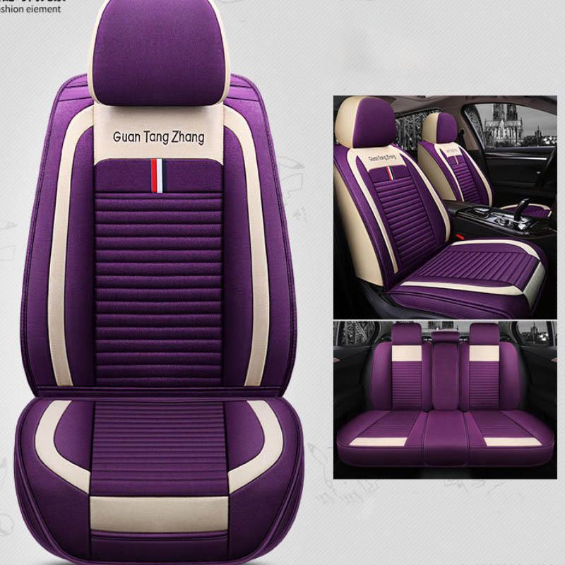 

Набір чохлів для автомобільних сидінь преміум-класу, дихаюча лляна подушка для сидінь, спереду та ззаду, універсальний захисний чохол для автомобіля на 5 пасажирів