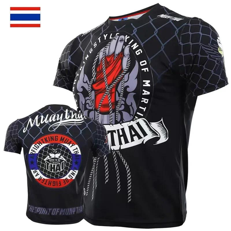 Muay Thai 3D Printed Sports T-shirt Men's Outdoor Fitness Training Suit Summer Casual Fashion Short Sleeved O-neck Clothing