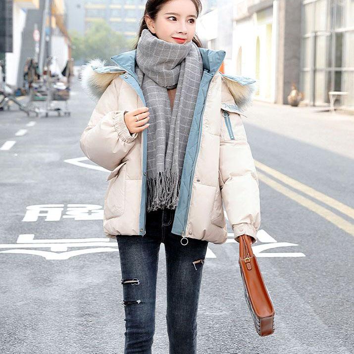 Winter Chic Down Cotton Jackets Women's Korean Style Loose Warm Coats Large Size Solid Color Hooded Short Coats