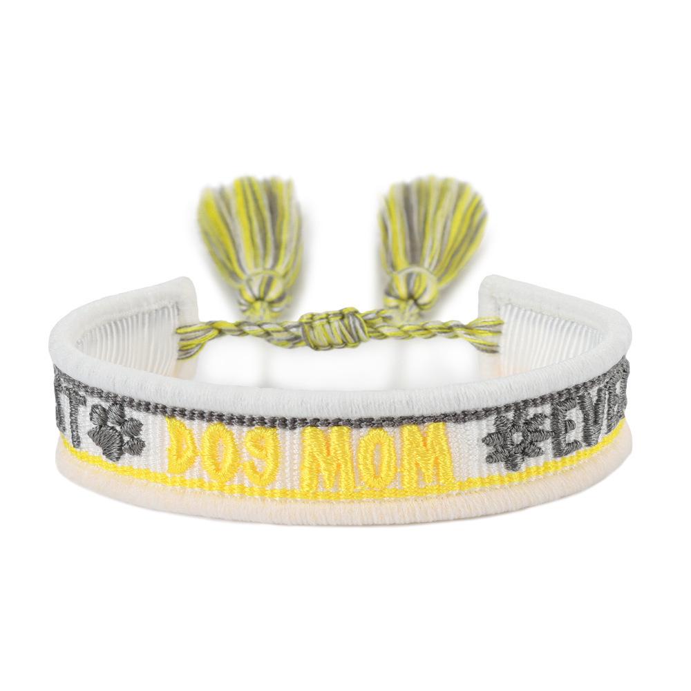 Trendy Handmade Woven Pet Bracelet with Love Embroidery and Tassels
