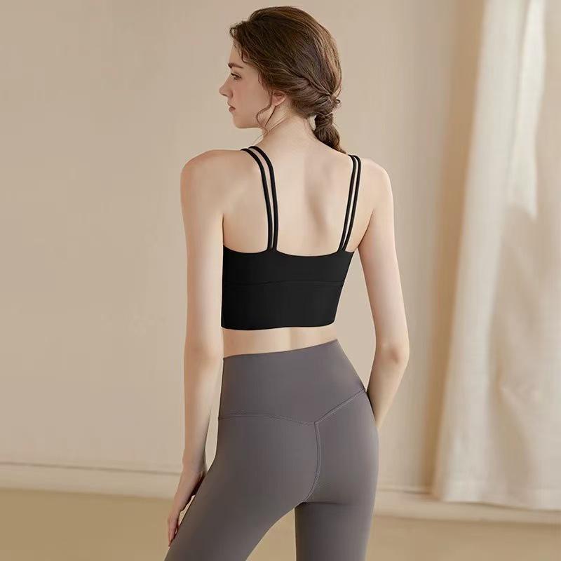 Women's Quick-Dry Shockproof Yoga Sports Bra with Thin Straps and Fixed Pads