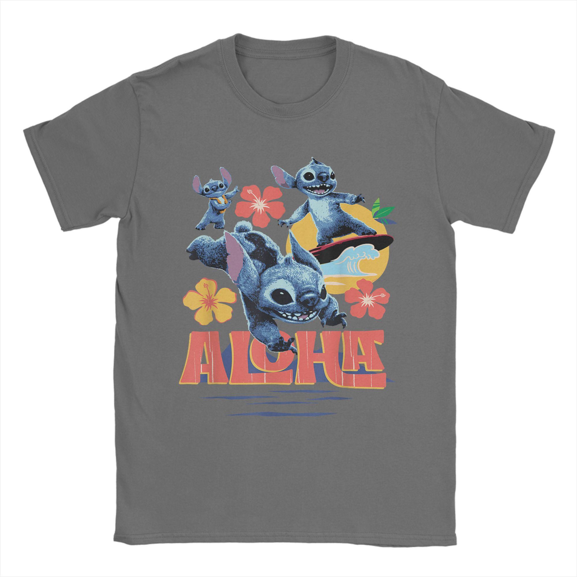 

Men T-Shirts Lilo & Stitch Live-Action Movie Unique Cotton Tee Shirt Short Sleeve Tropical Aloha T Shirt Round Neck Tops Printed 4XL