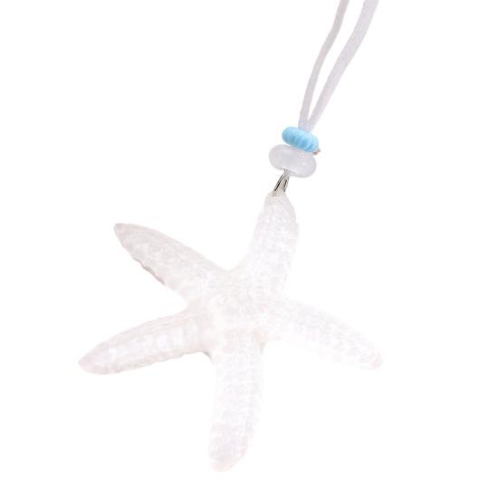 Holiday Starfish Necklace Resin Starfish Pendant Necklace Adjustable String Coastal Necklace for Women Girls Summer Beach Vacation
