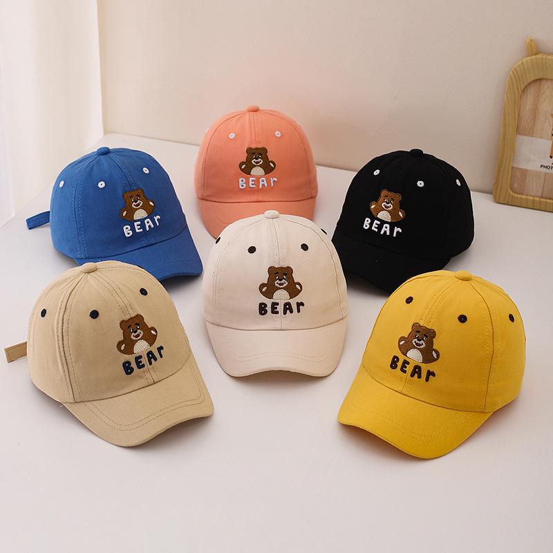 Korean Cartoon Bear Baseball Cap for Kids - Spring Sunshade Hat for Boys & Girls