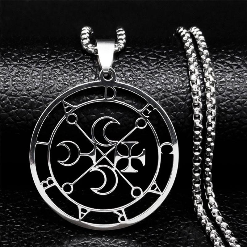 Astaroth Sigil Goetia Stainless Steel Necklace Solomon Demon Seal Satan Sigil satanique patch PIN Jewelry collier femme N7156S03