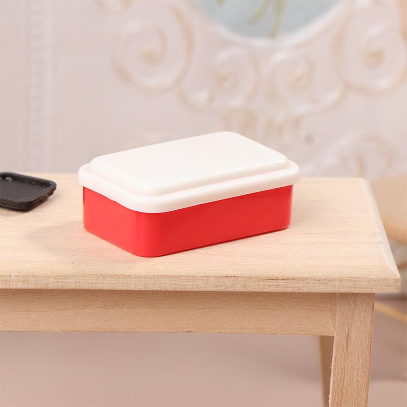 1:12 Scale Dollhouse Kitchen Lunch Box Simulation Plastic Storage Box Mini Fresh Keeping Box Food Tableware Decor Toy Model
