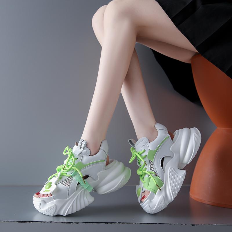 fashion High Platform Sandals Women 2024 Summer Breathable Wedges 6CM High Heels Ladies Mesh Sneakers Chunky Slippers Sandalias Mujer